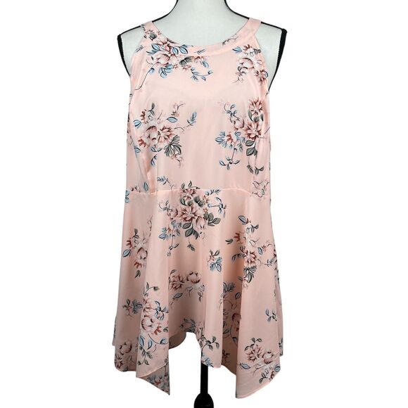 torrid Tops - Torrid Goddess Women’s Top Plus Size 3 (3X) Pink Floral Mock Neck Sleeveless NWT